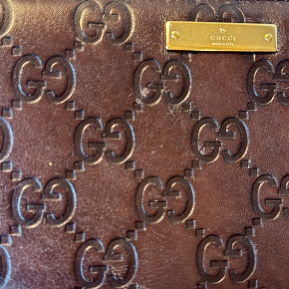 Gucci GG Signature Leather Zip Around Wallet in Brown AUTHENTIC - Picture 4 of 7